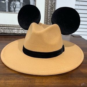 Tan Mickey Panama Hat with Black Velvet Band